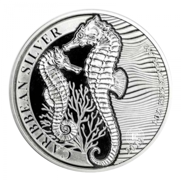 1 oz (31.10 g) sidabrinė moneta Karibų jūrų arkliukas, Barbadosas 2019
