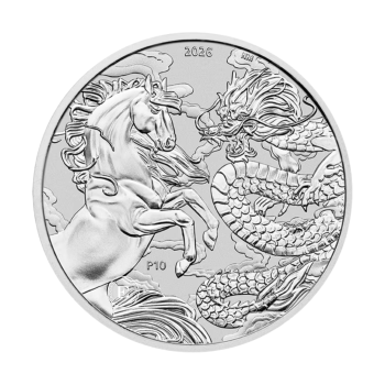 1 oz (31.10 g) sidabrinė moneta Kinijos mitai ir legendos – Drakonas ir Arklys,  Australija 2026