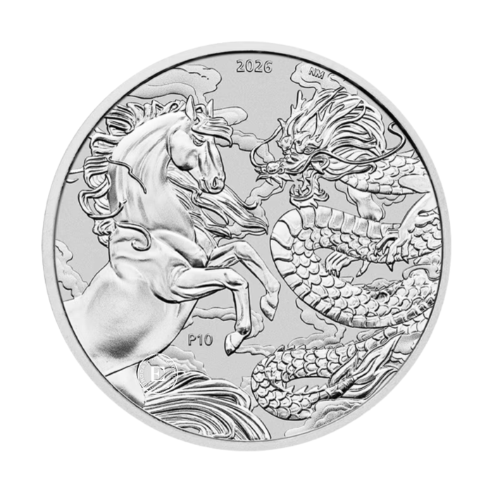 1 oz (31.10 g) sidabrinė moneta Kinijos mitai ir legendos – Drakonas ir Arklys,  Australija 2026