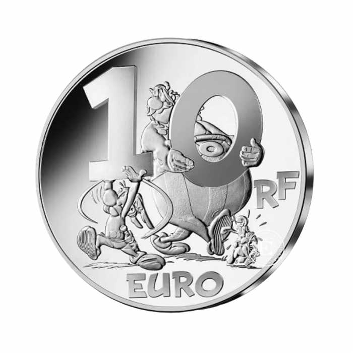 10 Eur (22.20 g) sidabrinė spalvota PROOF moneta Asteriksas ir Grifas, Prancūzija 2023 (su sertifikatu)