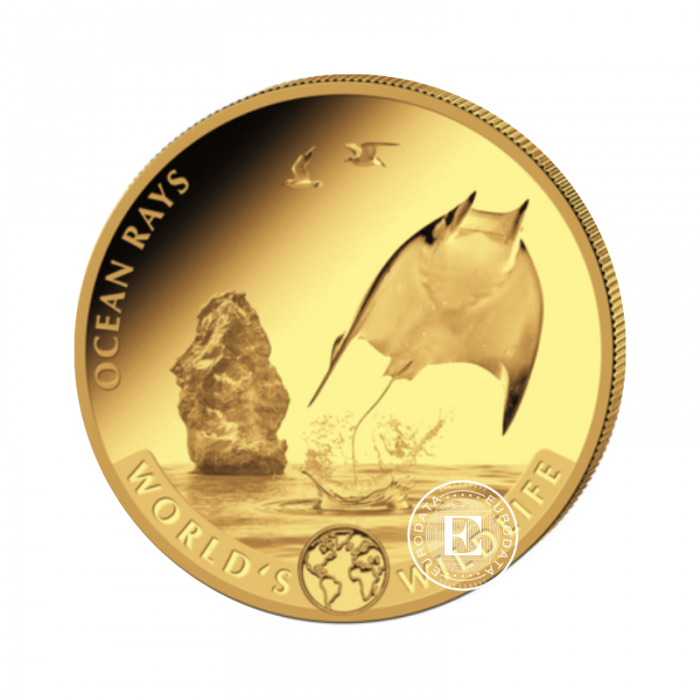 1 oz (31.10 g) auksninė moneta Congo World's Wildlife -  Rays, Kongo Respublika 2023 