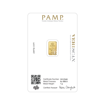 1 g investicinis aukso luitas PAMP Fortuna 999.9