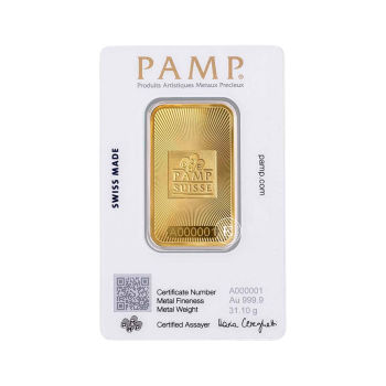 1 oz (31.10 g) investicinio aukso luitas, PAMP 999.9