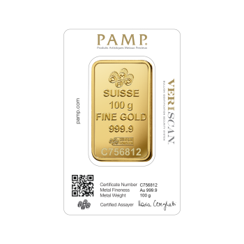 100 g investicinio aukso luitas Fortuna, PAMP 999.9