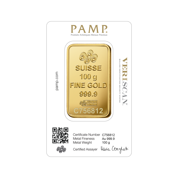 100 g investicinio aukso luitas Fortuna, PAMP 999.9