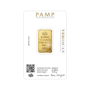 1/2 oz (15.55 g) investicinio aukso luitas Fortuna, PAMP 999.9