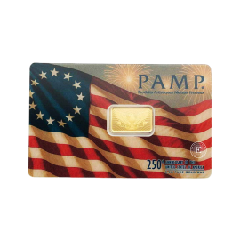 Lingot d'Or 2.5 g 250e Anniversaire de l'Indépendance des États-Unis Aigle Héraldique PAMP 999.9