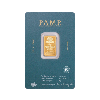 5 g investicinio aukso luitas Arabian Falcon, PAMP 999.9 (su rėmeliu)
