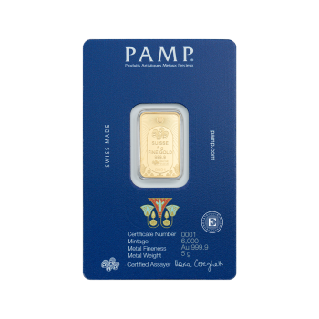 5 g Good Luck Scarab Goldbarren PAMP Suisse 999.9