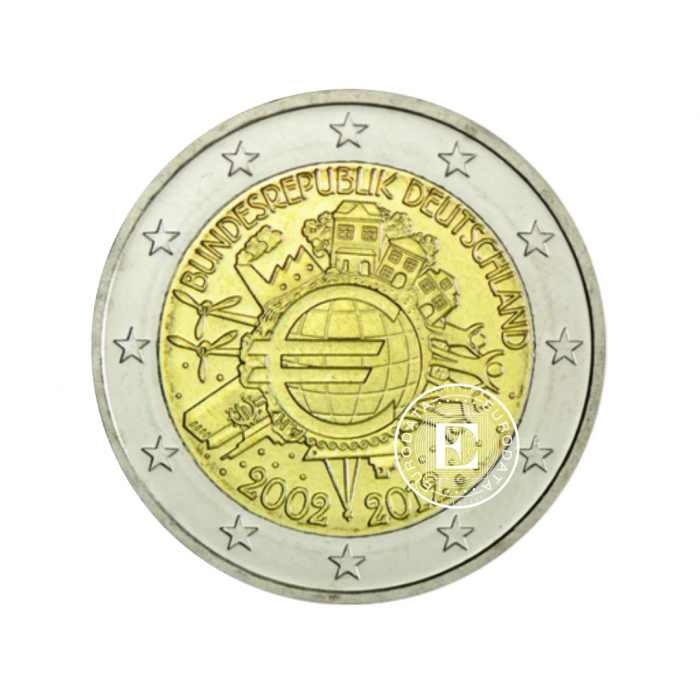  2 Eur pièce 10ème années de l'euro - J, Allemagne 2012
