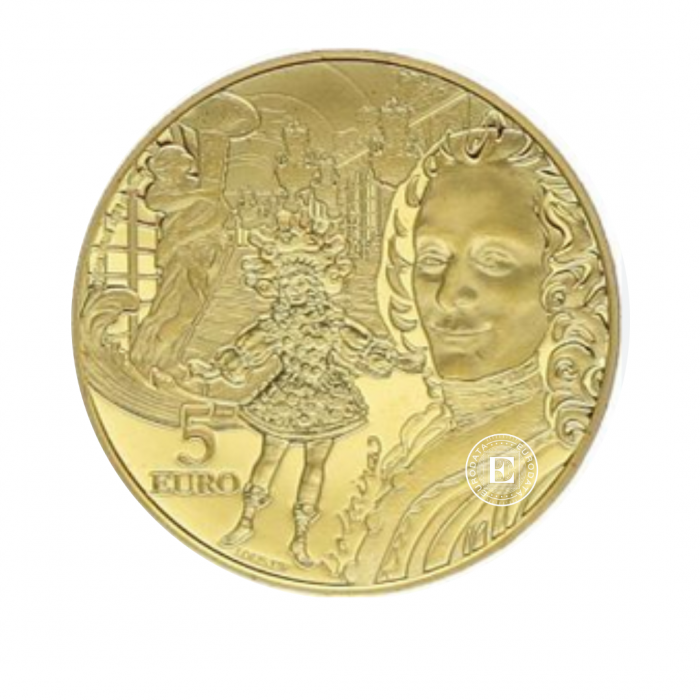 5 eurų (0.5 g) auksinė PROOF moneta Baroko ir rokoko epocha, Prancūzija 2018