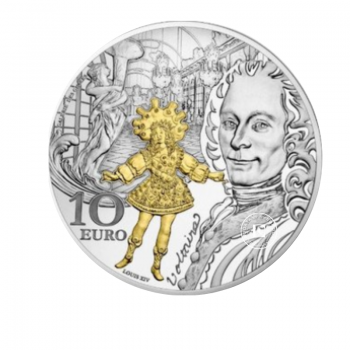 10 Eur (22.20 g) sidabrinė PROOF moneta Baroko ir rokoko epocha, Prancūzija 2018 (dalinai paauksuota)
