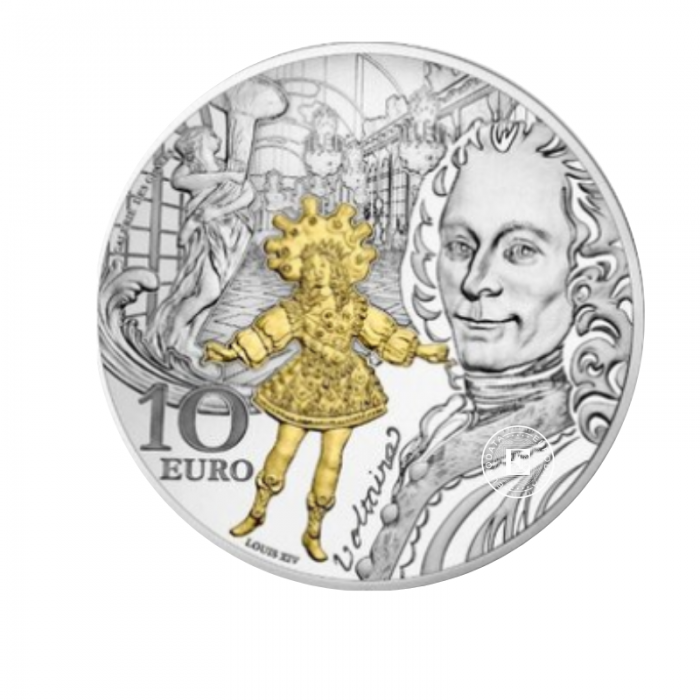 10 Eur (22.20 g) silver PROOF coin Baroque and Rococo period, France 2018 (partially gilded)