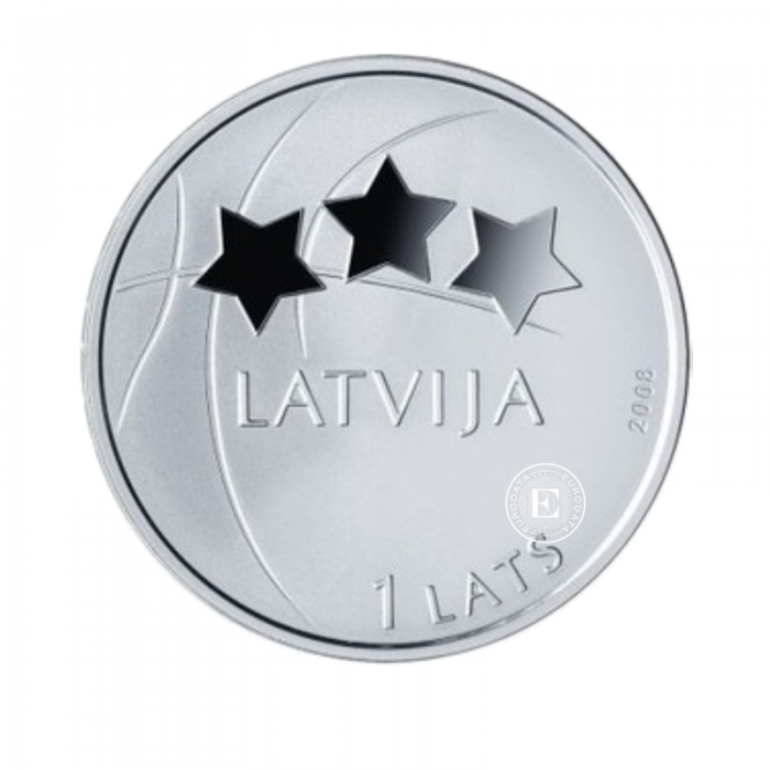 1 lat (31.47 g) silver PROOF coin Basketball, Latvia 2008