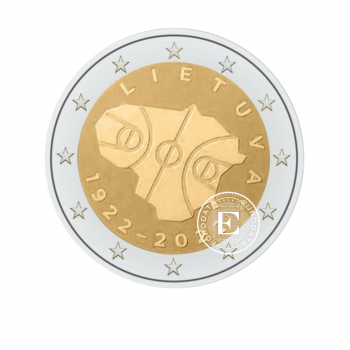 2 Eur moneta 100-lecie litewskiej koszykówki, Litwa 2022