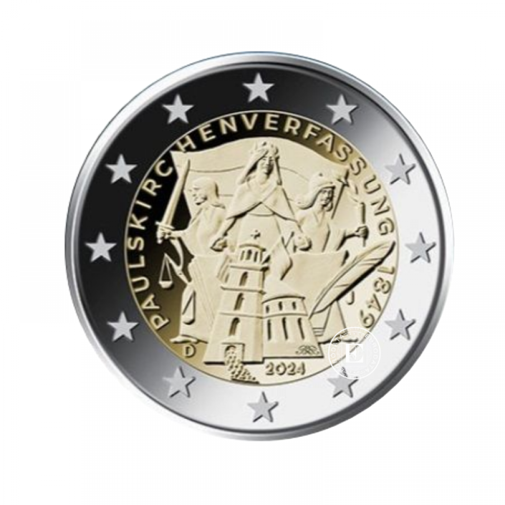 2 Eur moneta Pauliaus bažnyčios Konstitucijos 175-osios