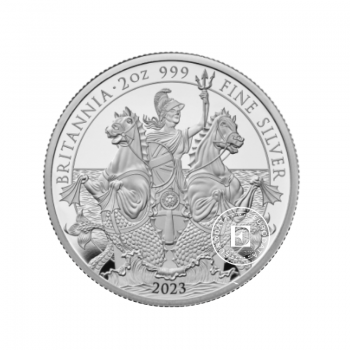 2 oz (62.20 g) srebrna PROOF moneta Britannia King Charles III, Wielka Brytania 2023