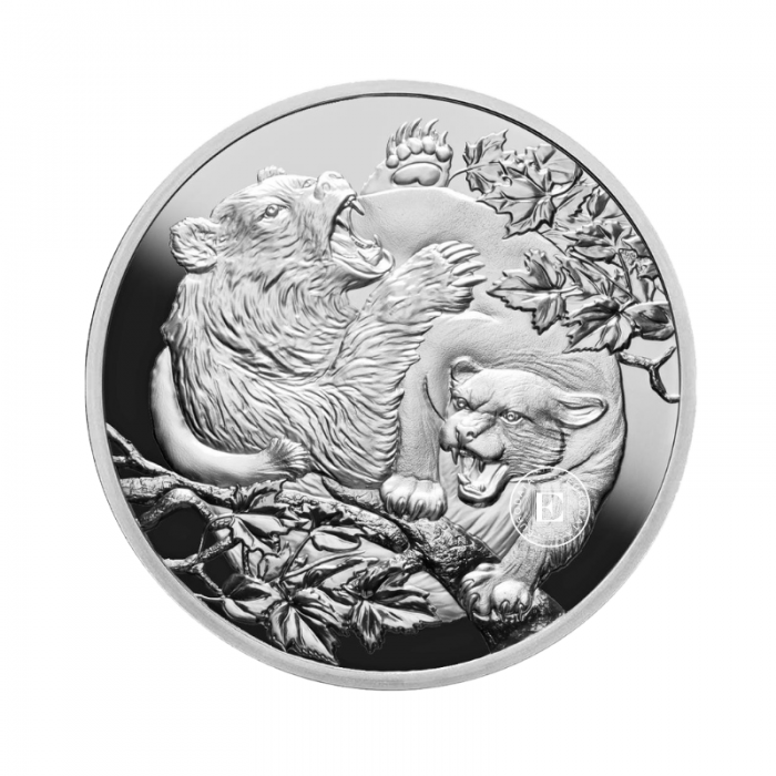 1 oz (31.10 g) sidabrinė moneta Puma ir lokys, Niujė 2022