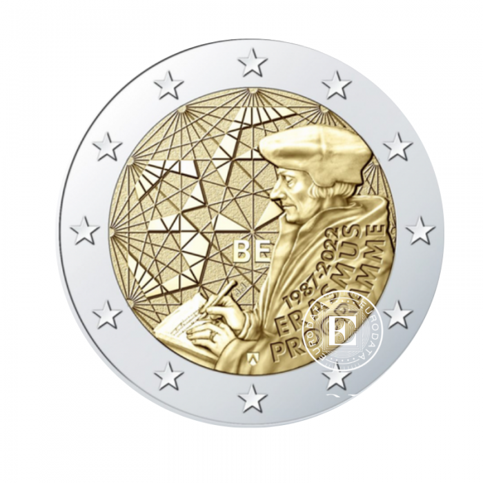 2 Eur PROOF moneta Erasmus, Belgija 2022