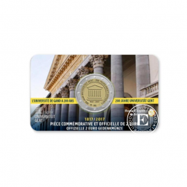 Pièce de 2 euros sur la carte 200e anniversaire de l'Université de Gand, Belgique 2017 (FR version) 