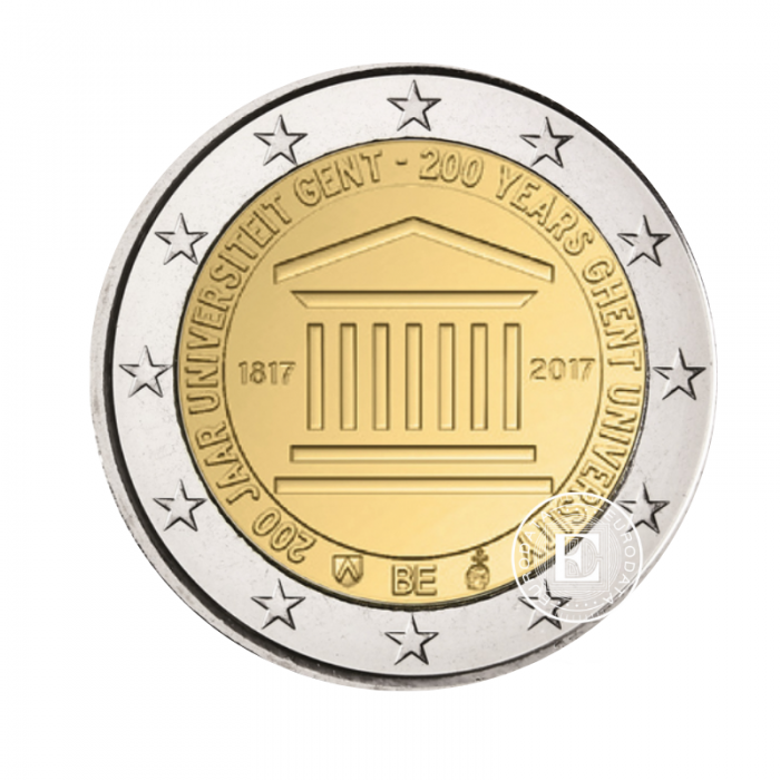 2 Eur moneta na karcie 200th anniversary of Ghent University, Belgia 2017 (FR version)