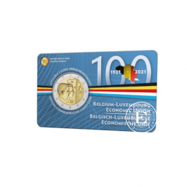 2 Eur coin The 100th anniversary of the founding of the Belgian-Luxembourg Economic Union, Belgium 2021