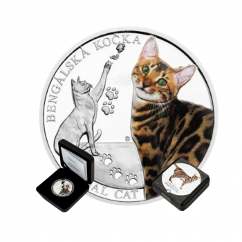 1 oz (31.10 g) sidabrinė spalvota PROOF moneta Kačių veislės - Bengalijos katė, Niujė 2025