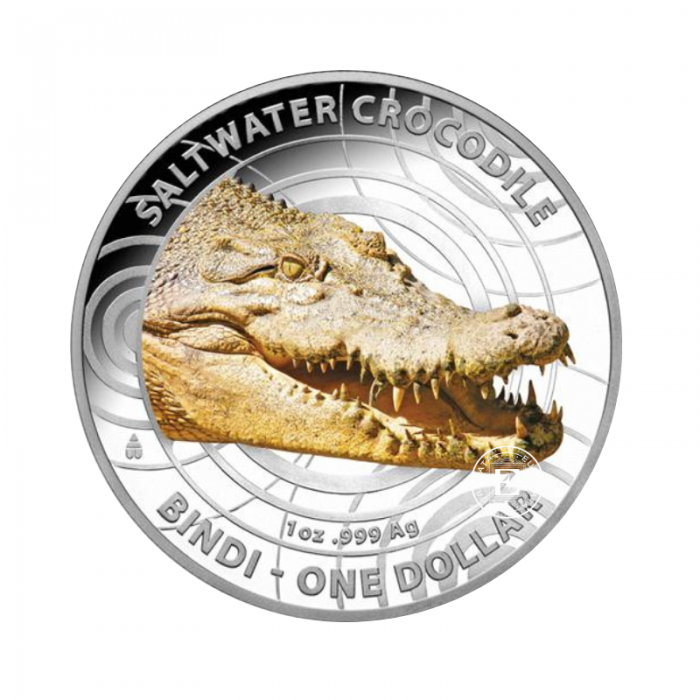 1 oz (31.10 g) sidabrinė PROOF spalvota moneta Australijos sūraus vandens krokodilas Bindi, Australija 2013