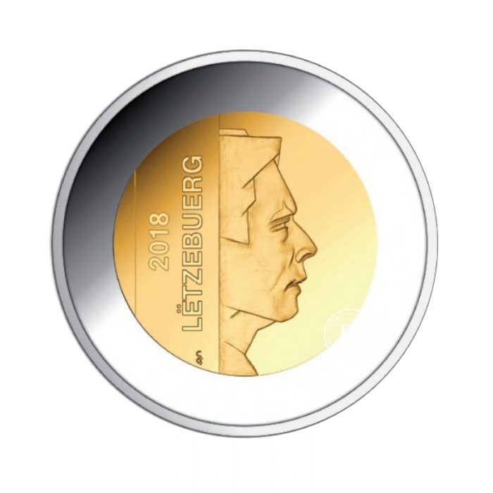 5 Eur (14.93 g) srebrna PROOF moneta na karcie Phragmittes Australis - Roseau, Liuksemburg 2018 (częściowo złocona)