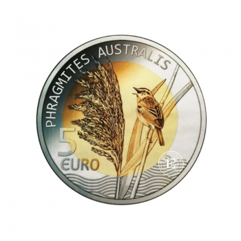 5 Eur (14.93 g) sidabrinė PROOF moneta kortelėje Phragmittes Australis - Nendrės, Liuksemburgas 2018 (dalinai paauksuota)