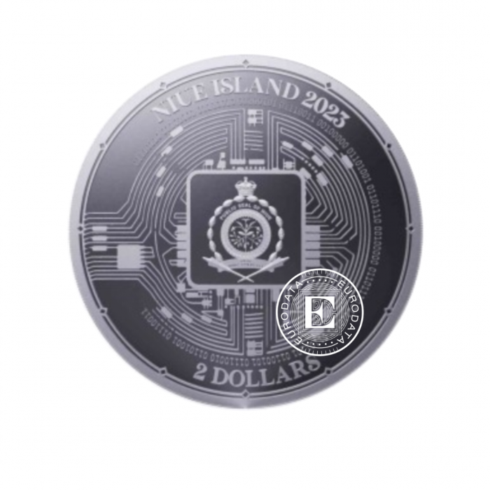 1 oz (31.10 g) sidabrinė moneta Bitcoin, Niujė 2023