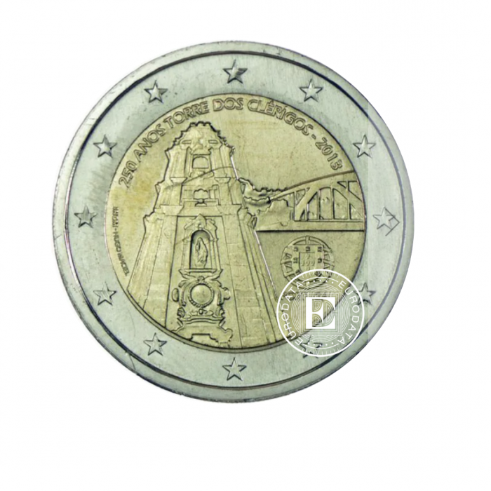 2 Eur coin 250th anniversary of Torre dos Clerigo Church, Portugal 2013