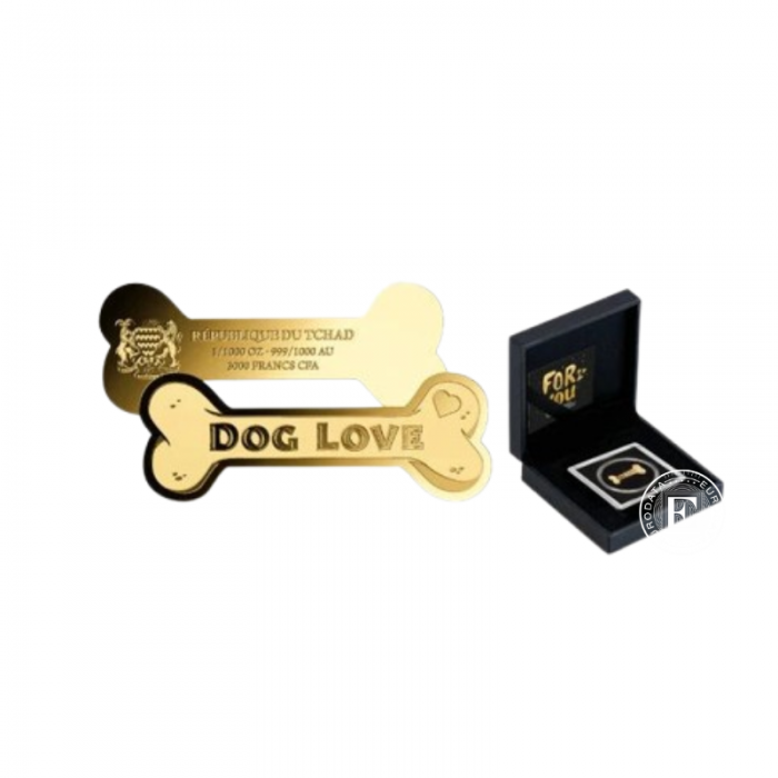 1/1000 oz gold coin Dog Bone, Chad
