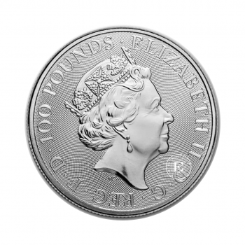 1 oz (31.10 g)  platynowa moneta Queens Beasts - White Greyhound,, Wielka Brytania 2022