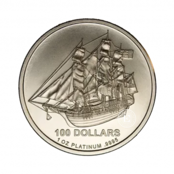 1 oz (31.10 g) platininė moneta burlaivis Bounty, Kuko Salos 2009