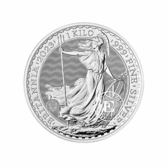 1 kg sidabrinė moneta Britannia - Karalius Charlesas III, Didžioji Britanija 2023