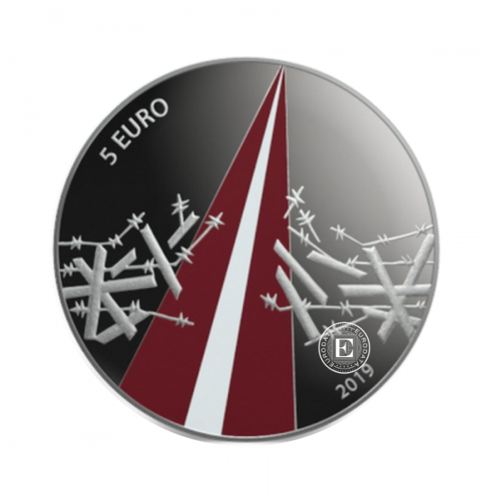5 Eur (22 g) silbermünze farbig PROOF Freedom fights, Latvija 2019
