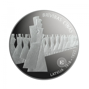5 Eur (22 g) sidabrinė spalvota PROOF moneta Laisvės kovos, Latvija 2019