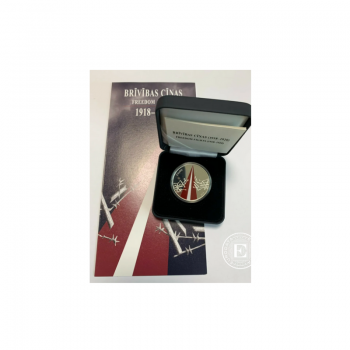 5 Eur (22 g) sidabrinė spalvota PROOF moneta Laisvės kovos, Latvija 2019