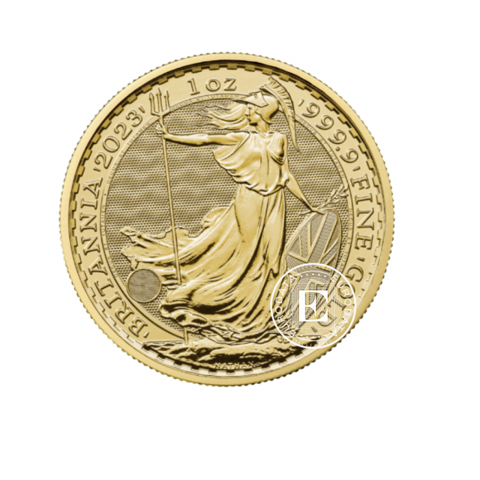 1 oz (31.10 g)  złota moneta Britannia, Król Karol III z koroną, Wielka Brytania 2023