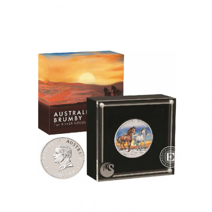 1 oz (31.10 g) sidabrinė spalvota moneta Australian Brumby, Australija 2025 (su sertifikatu)