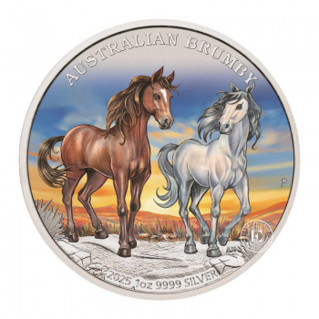 1 oz (31.10 g) sidabrinė spalvota moneta Australian Brumby, Australija 2025 (su sertifikatu)