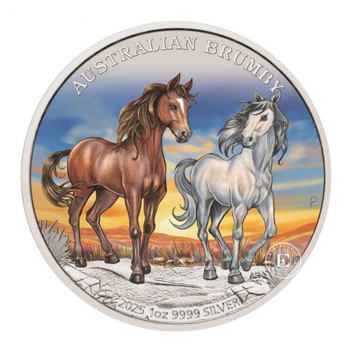 1 oz (31.10 g) sidabrinė spalvota moneta Australian Brumby, Australija 2025 (su sertifikatu)