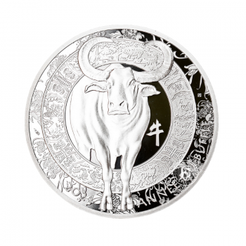 10 Eur (22.20 g) sidabrinė PROOF moneta Jaučio metai, Prancūzija 2021 (su sertifikatu)