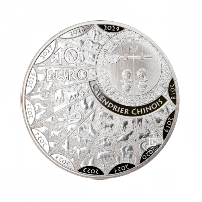 10 Eur (22.20 g) pièce PROOF d'argent  Year of the Bull, France 2021 (avec certificat)