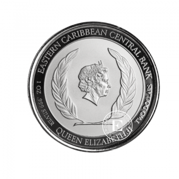1 oz (31.10 g) sidabrinė moneta Antigua EC8 - Barbudos herbas, Rytų Karibų Salos 2022 