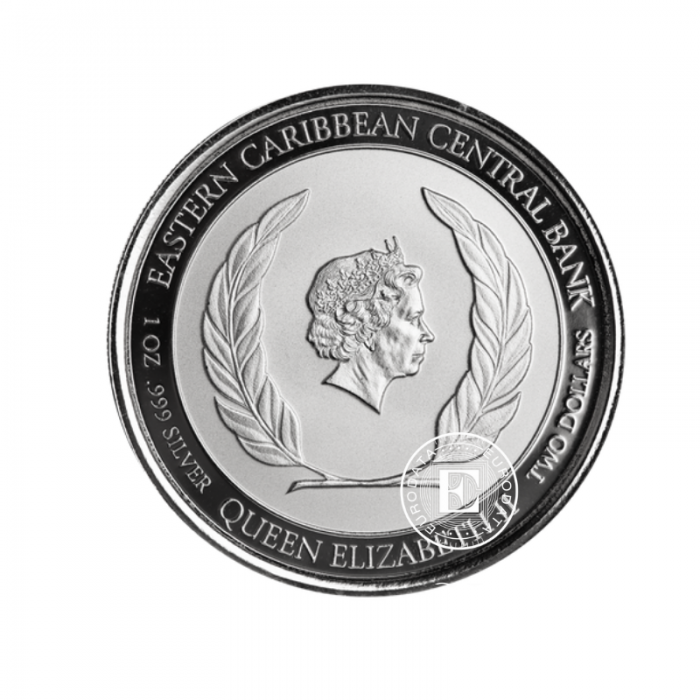 1 oz (31.10 g) pièce d'argen Antigua EC8 - Barbuda Coat of Arms, Caraïbes de l'Est 2022