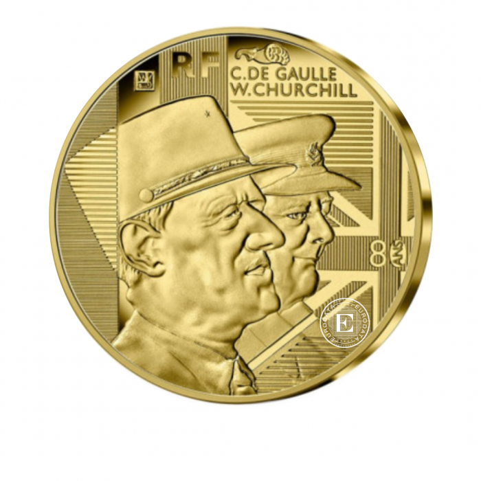 5 Eur (0.5 g) pièce d'or PROOF De Gaulle & Churchill, France 2021