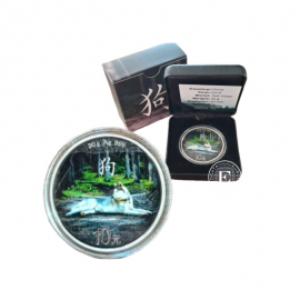 30 g Silbermünze farbig Panda - Lunar - The Year of the Dog, China 2018