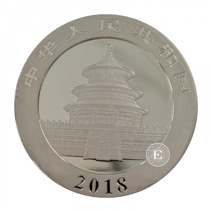 30 g sidabrinė spalvota moneta Panda - Lunar - The Year of the Dog, Kinija 2018 (su sertifikatu)